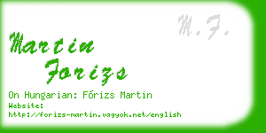 martin forizs business card