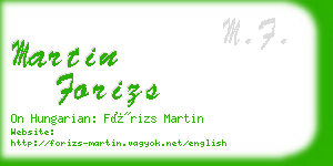 martin forizs business card